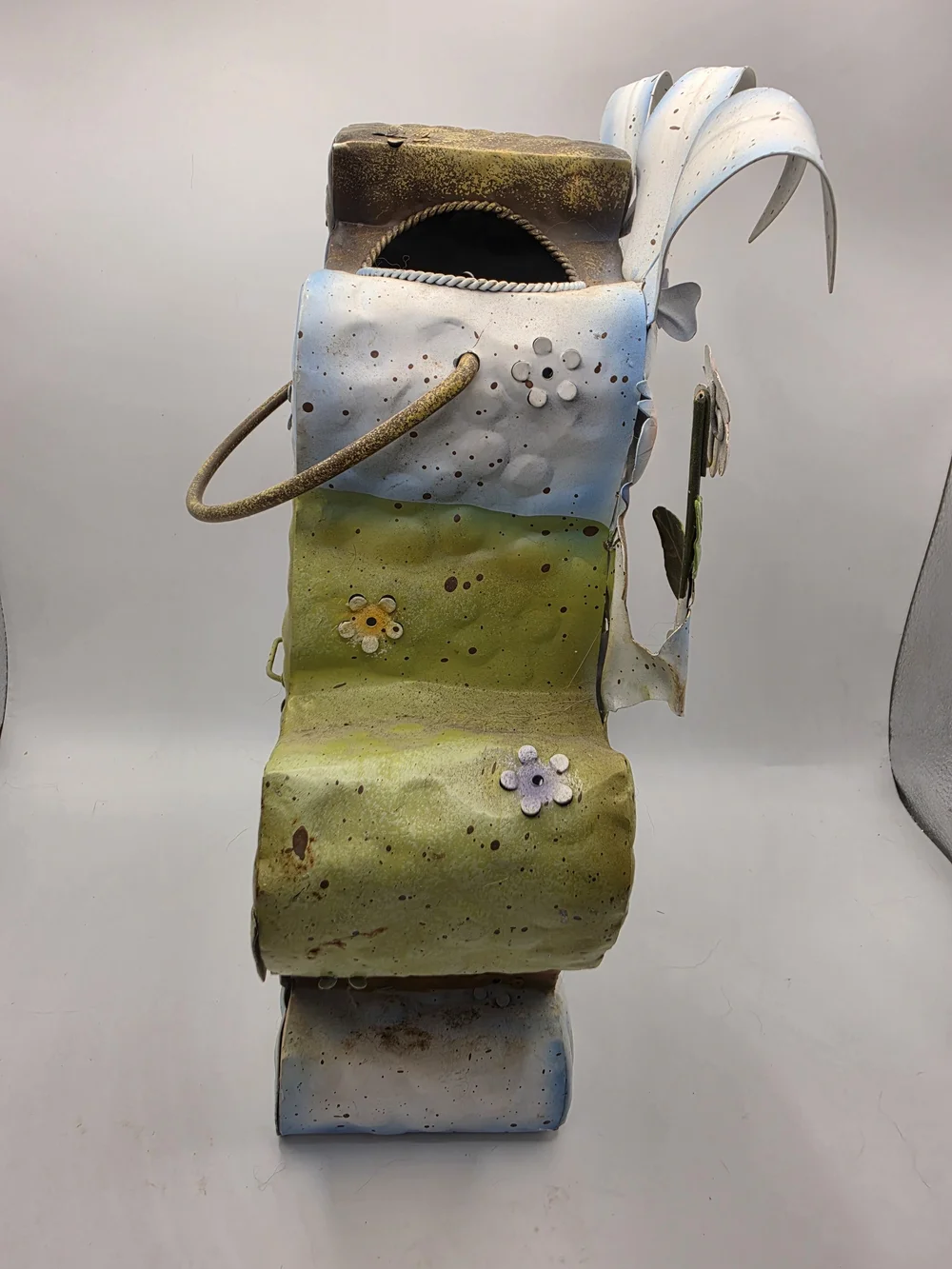 Vintage Home Interiors Blue Green Mr Mrs Bunny Metal Tin Candle Holder Lantern
